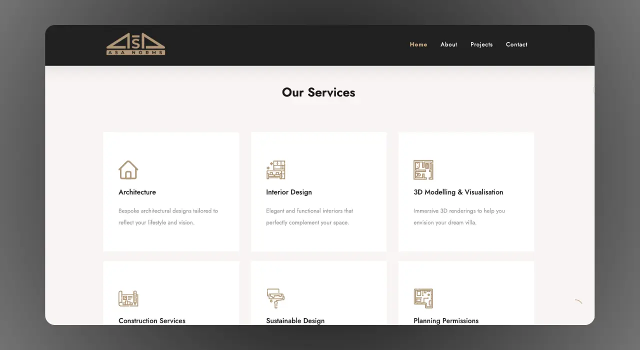 asanorms.com website design