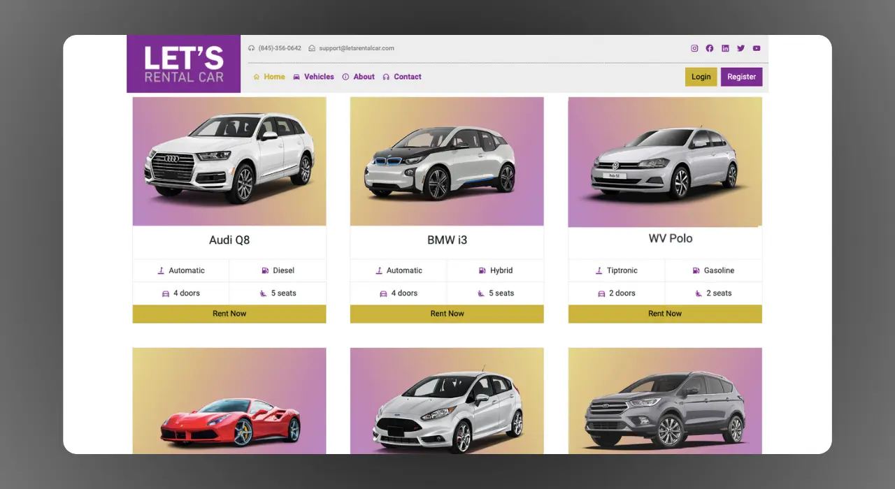 Let's Rental Car App Custom Software Development