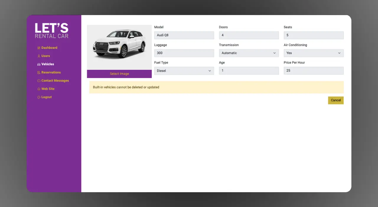 Let's Rental Car App Custom Software Development