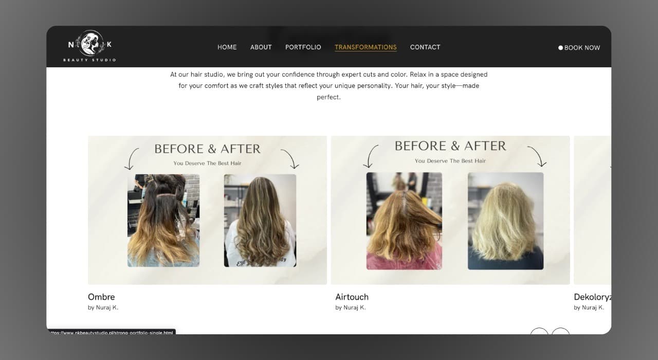 nkbeautystudio.pl website design