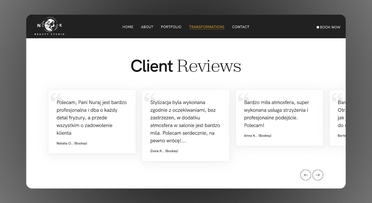 nkbeautystudio.pl website design